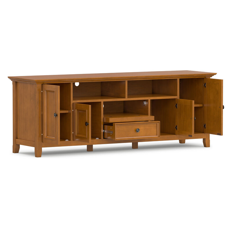 Amherst 72 inch Wide Solid Wood Transitional TV Stand in Light Golden Brown image number 4