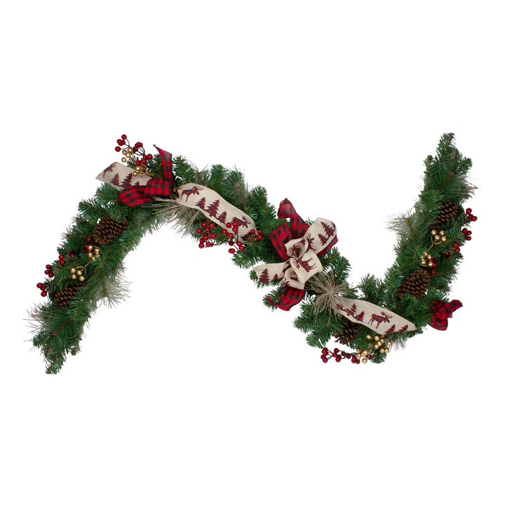 6' x 12" Bows and Berries Artificial Christmas Garland - Unlit