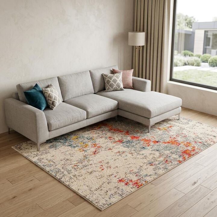 HomeRoots Abstract Power Loom Area Rug