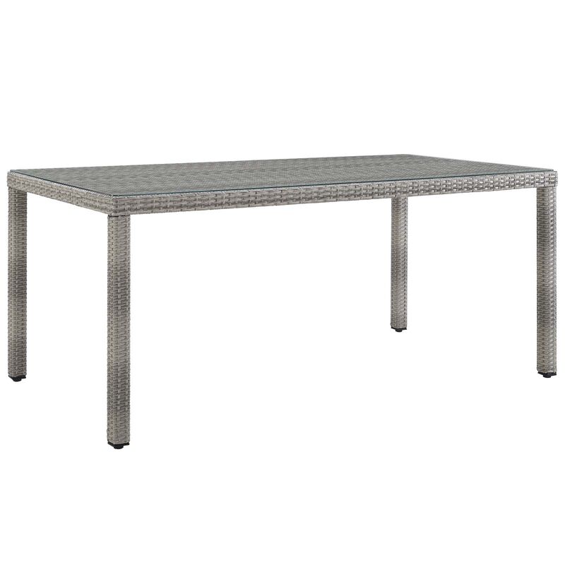 Modway - Aura 68" Outdoor Patio Wicker Rattan Dining Table Gray image number 0