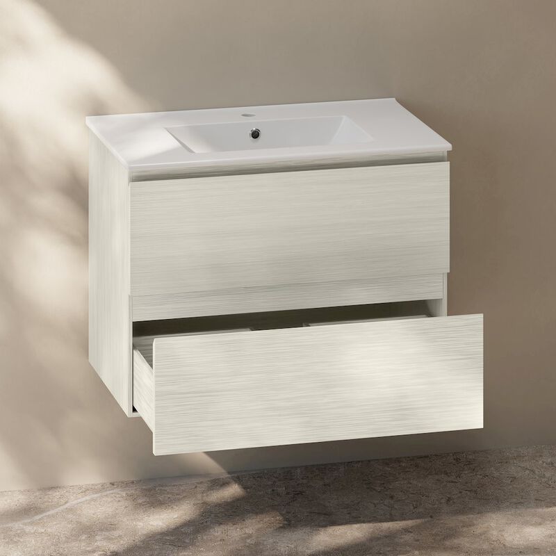 Liberte 30" Wall-Mounted Bathroom Vanity in White Oak with Sink Top image number 8