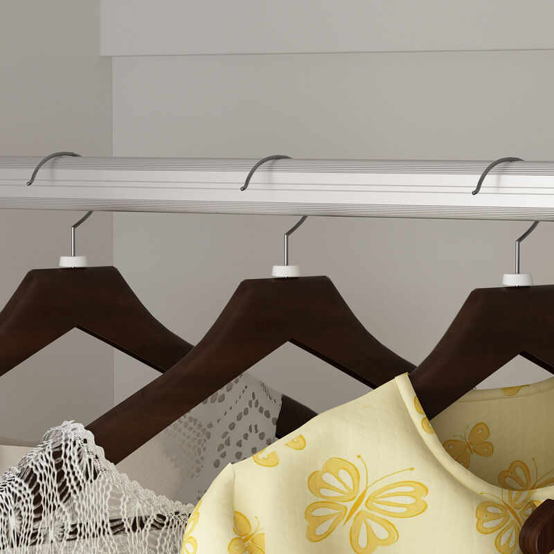 FUFU&GAGA White Wood 4-Door Wardrobe Armoire with Hanging Rod, Drawers & Storage Shelves, (63"W x 20.6"D x 74.2"H), White