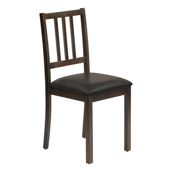 Dining Chair, Set Of 2, Side, Upholstered, Kitchen, Dining Room, Brown Leather
