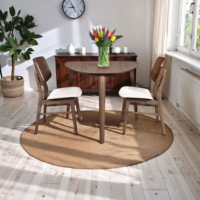 Solid Wood Corner Dining Table &ndash; Small Mid Century Modern Table in Walnut image number 2