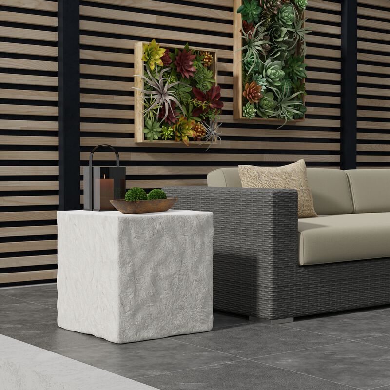 Antique Stone Square End Table