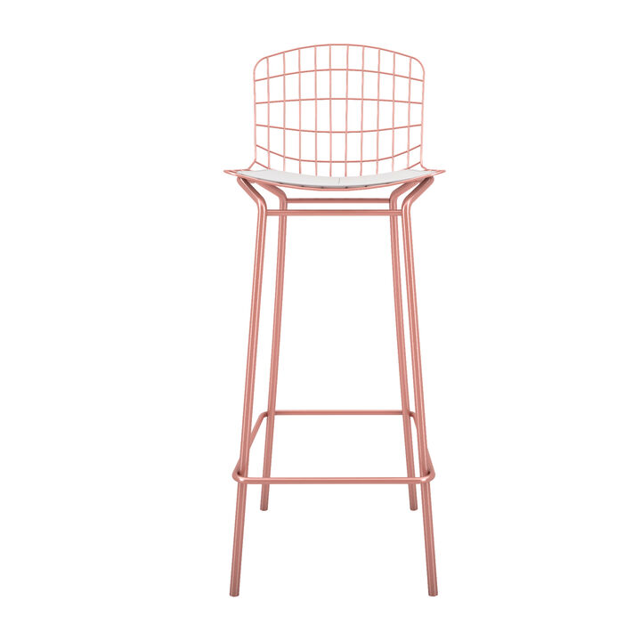 Madeline Pink and White Bar Stool