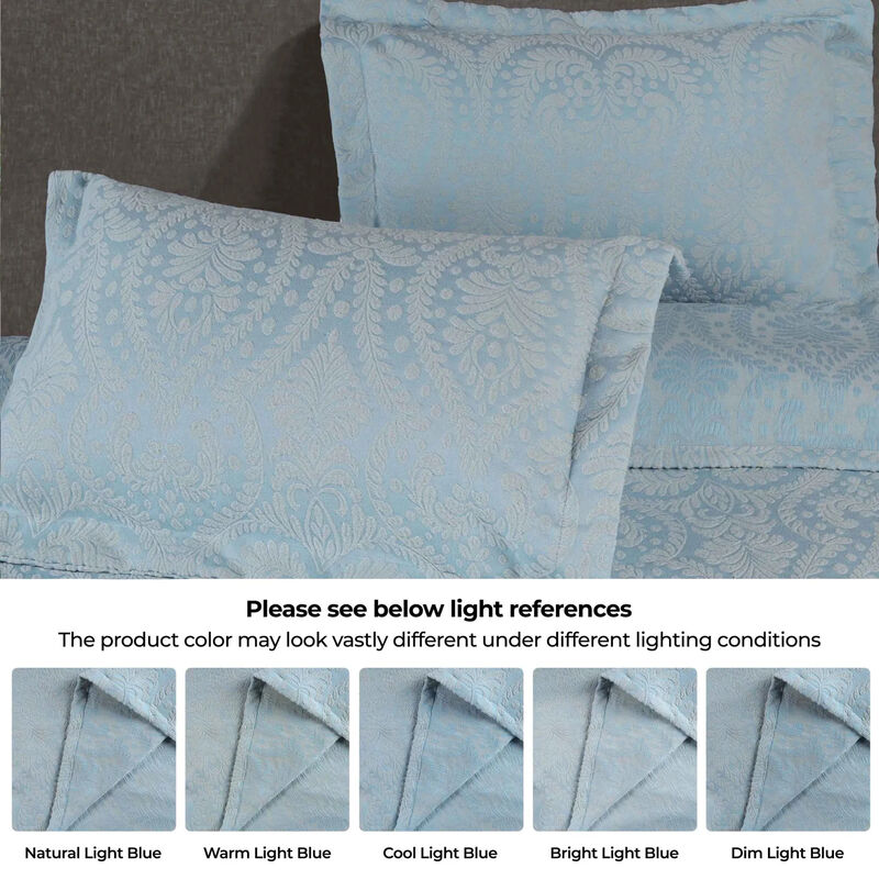 3-Piece Cotton Blend Bedspread Set with Jacquard Floral Design image number 3