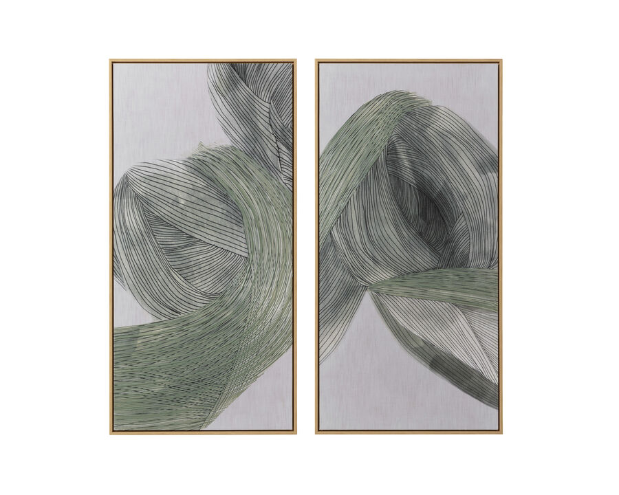 Petal Drift (Set of 2) - 30" X 60" - Natural Floater Frame