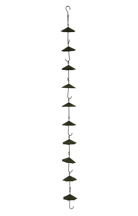 Metal Umbrella Rain Chain Dark Brown 61in Outdoor Gutter Downspout Decor