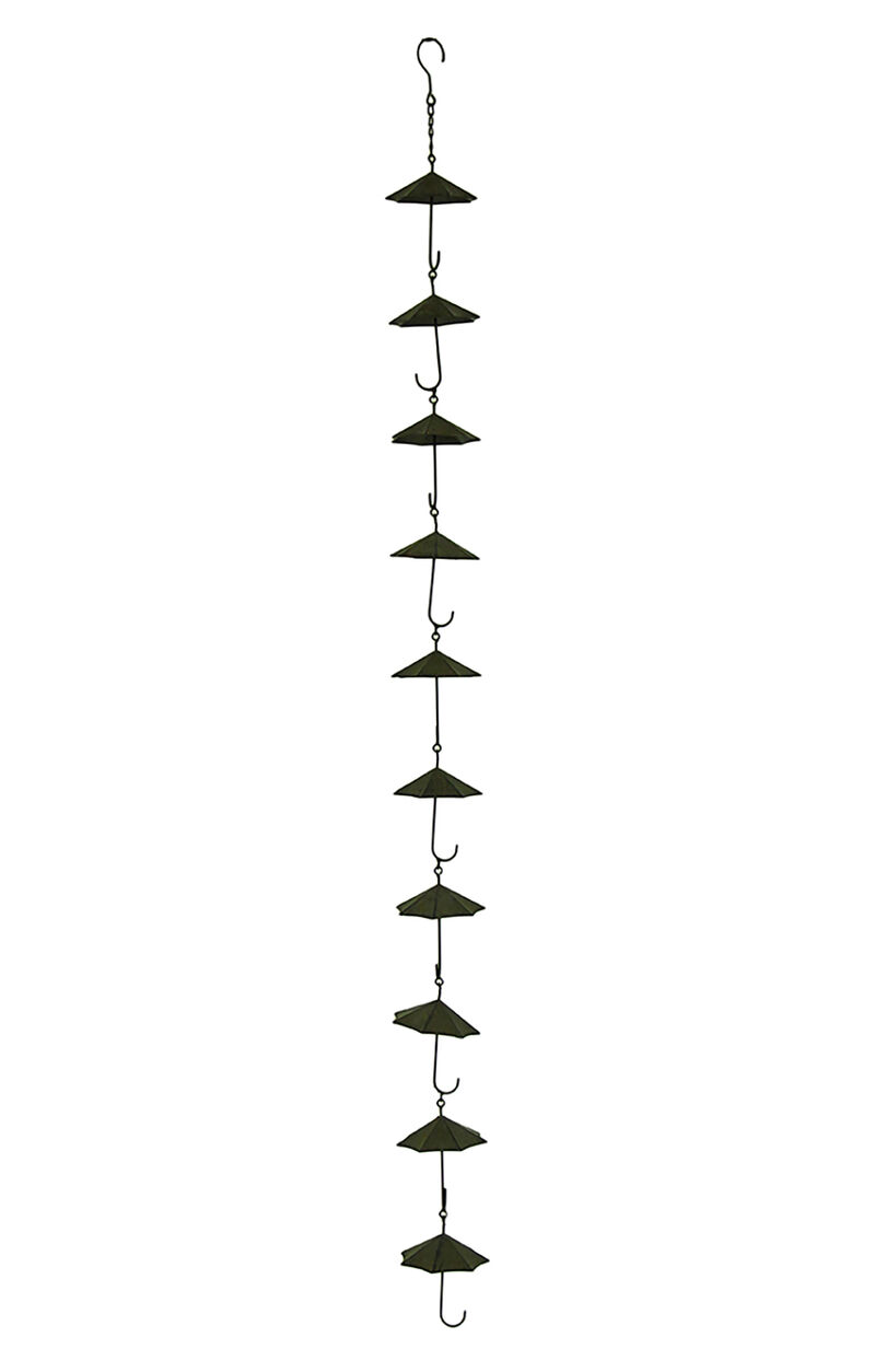 Metal Umbrella Rain Chain Dark Brown 61in Outdoor Gutter Downspout Decor image number 0