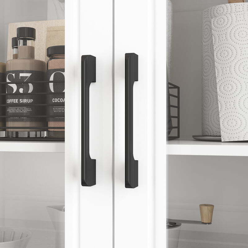 FUFU&GAGA Glass-Front Dining Cabinet with 3 Drawers and Adjustable Shelves,(63" W x 15.7" D x 78.7" H),White