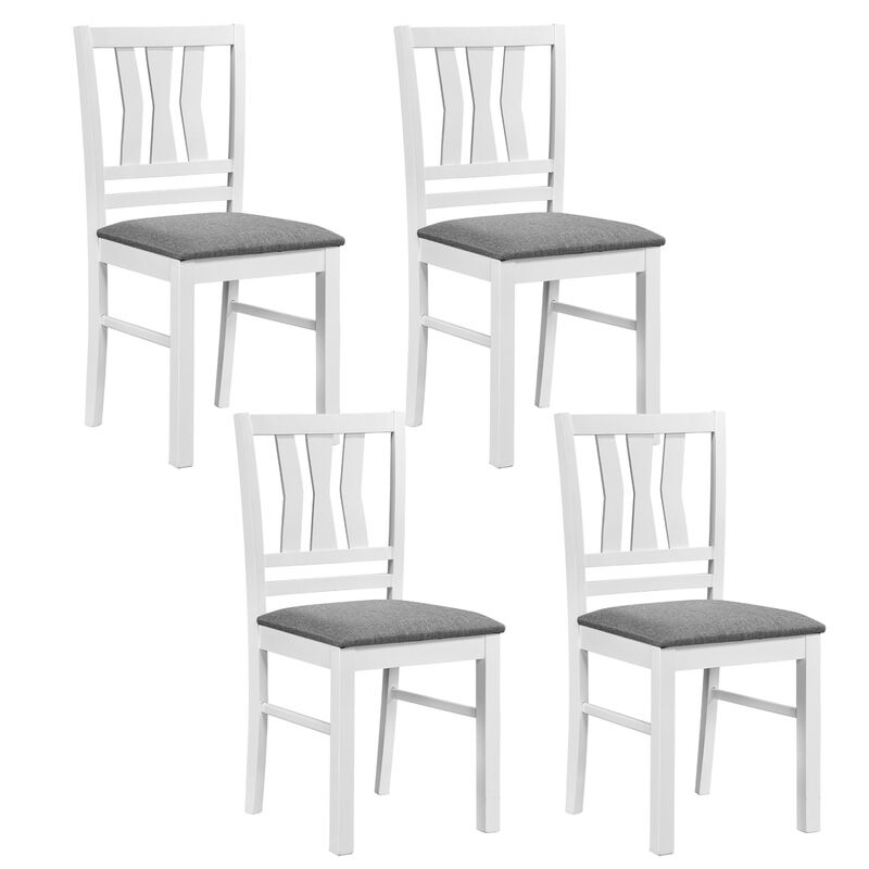Set of 4 Fabric Upholstered Dining Chairs with Wood Frame for Kitchen and Dining Area-White image number 0