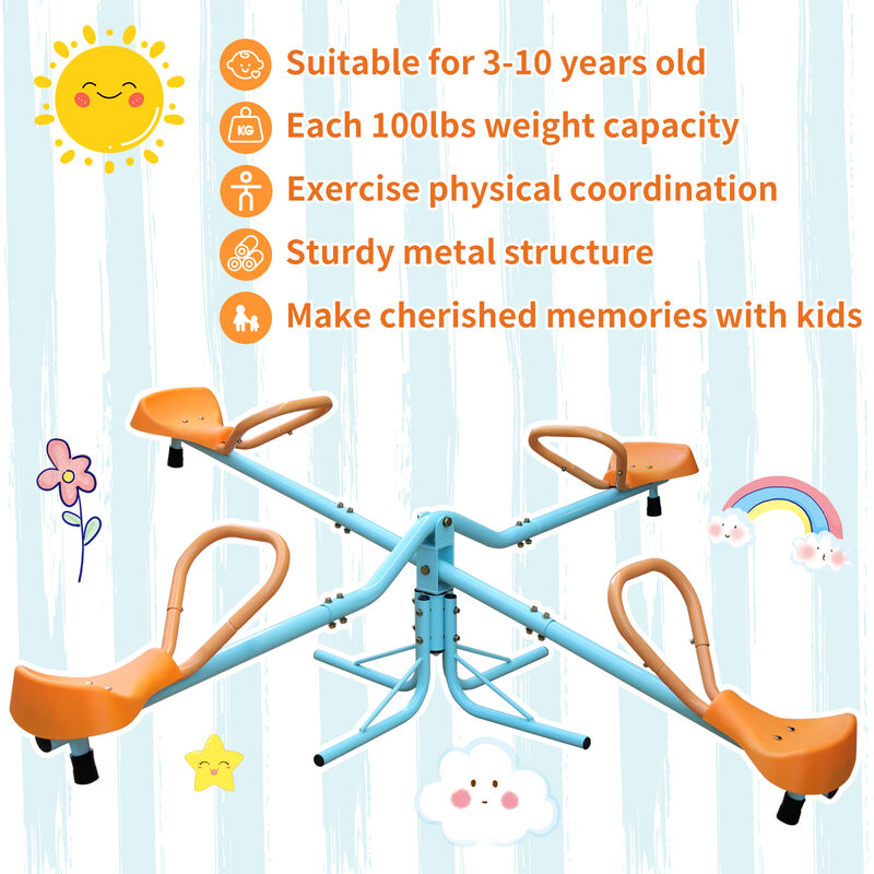 Nornap 4-Seat Rotatable Equipped Kids Seesaw Teeter Totter image number 3