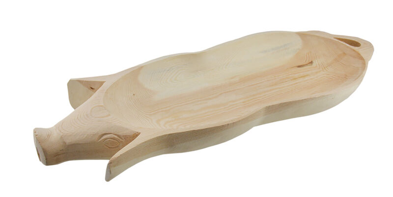 Hand Carved Wooden Pig Platter Decorative Serving Tray 24 inch image number 0
