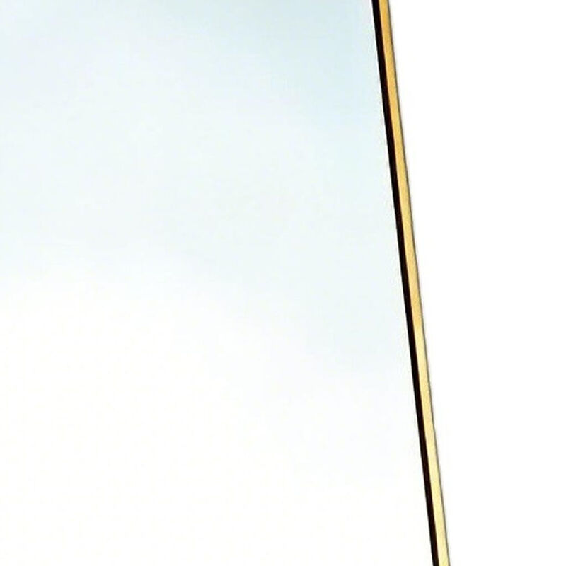 HomeRoots 64" Gold Aluminum Freestanding And Wall Mounted Framed Full Length Mirror image number 2