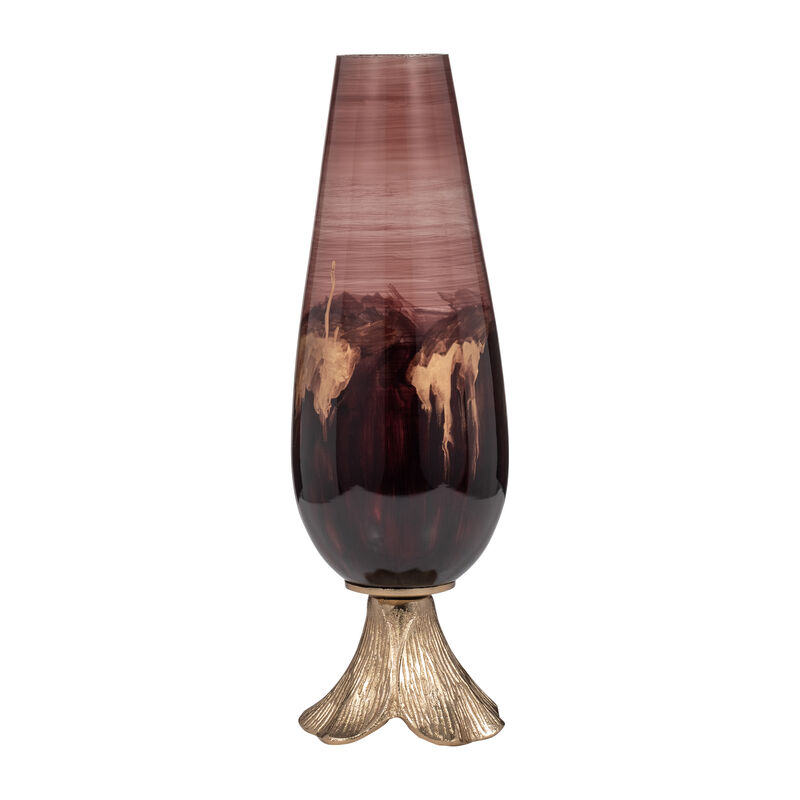 Glass, 19" Vase W/ Leaf Base image number 2