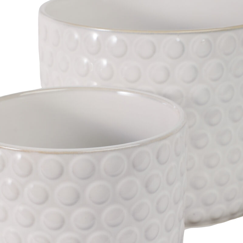 S/2 6/8" Bubble Planter W/ Saucer, White image number 5
