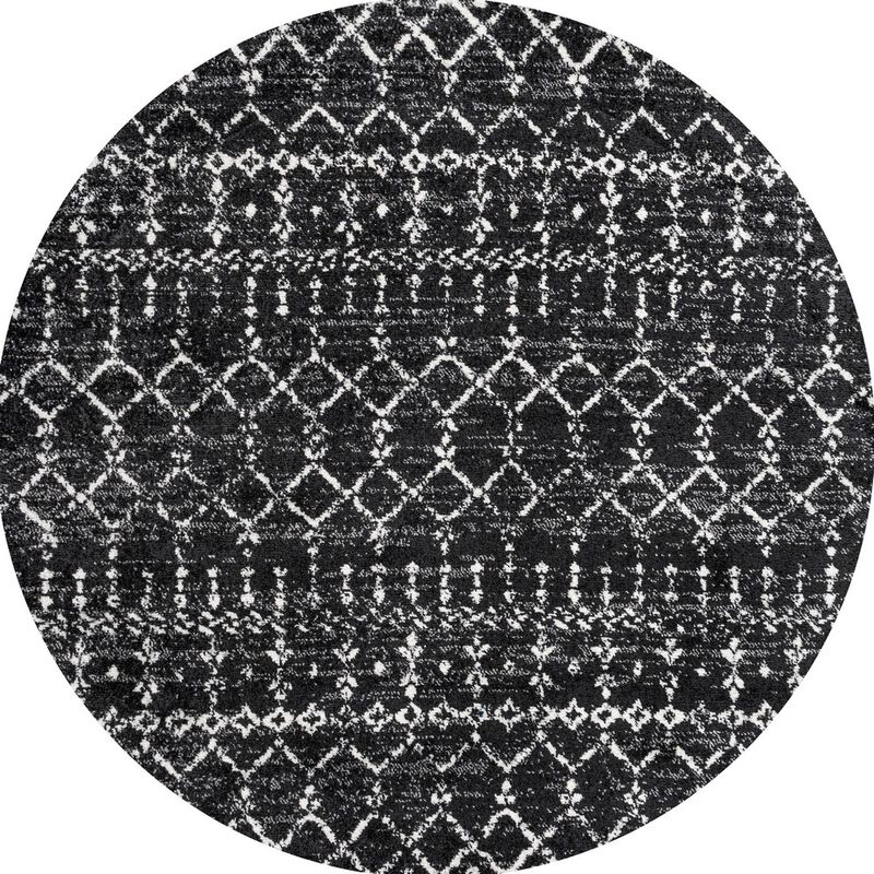 Moroccan Hype Boho Vintage Diamond Round Area Rug