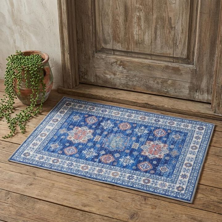 HomeRoots Oriental Distressed Non Skid Area Rug
