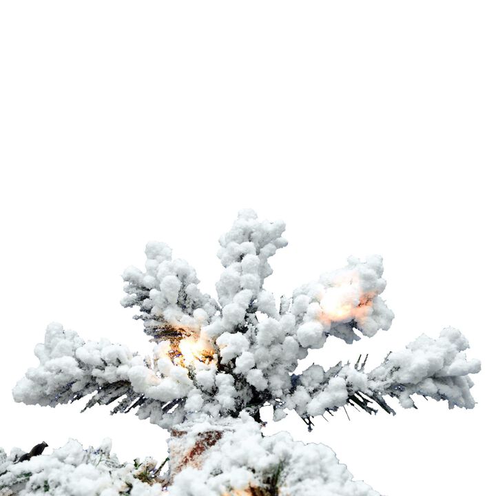 Vickerman 7' Flocked Spruce Artificial Christmas Tree with 400 Clear Lights - Snow Covered Faux Tree - Seasonal Indoor Home Decor