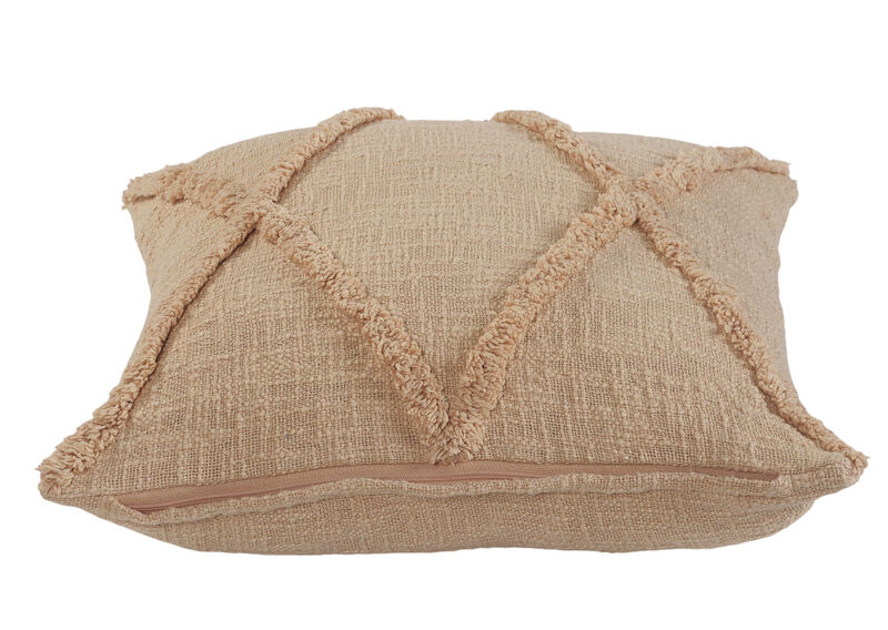 HomeRoots Set of Two Tan Diamond Cotton Throw Pillow With Fringe image number 3