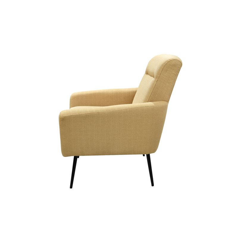 Mid Century Modern Upholstered Fabric Accent Chair, Living Room, Bedroom Leisure Single Sofa Chair (with Metal Legs), TV armrest seat, Suitable for Small Space Home, Office, Coffee Chair, Yellow image number 5