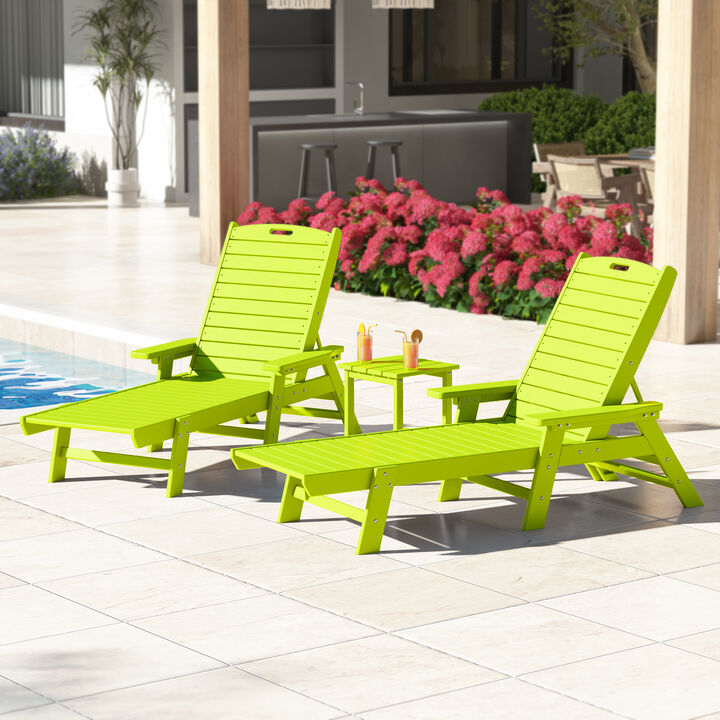 WestinTrends Poly Reclining Chaise Lounge Set With Table
