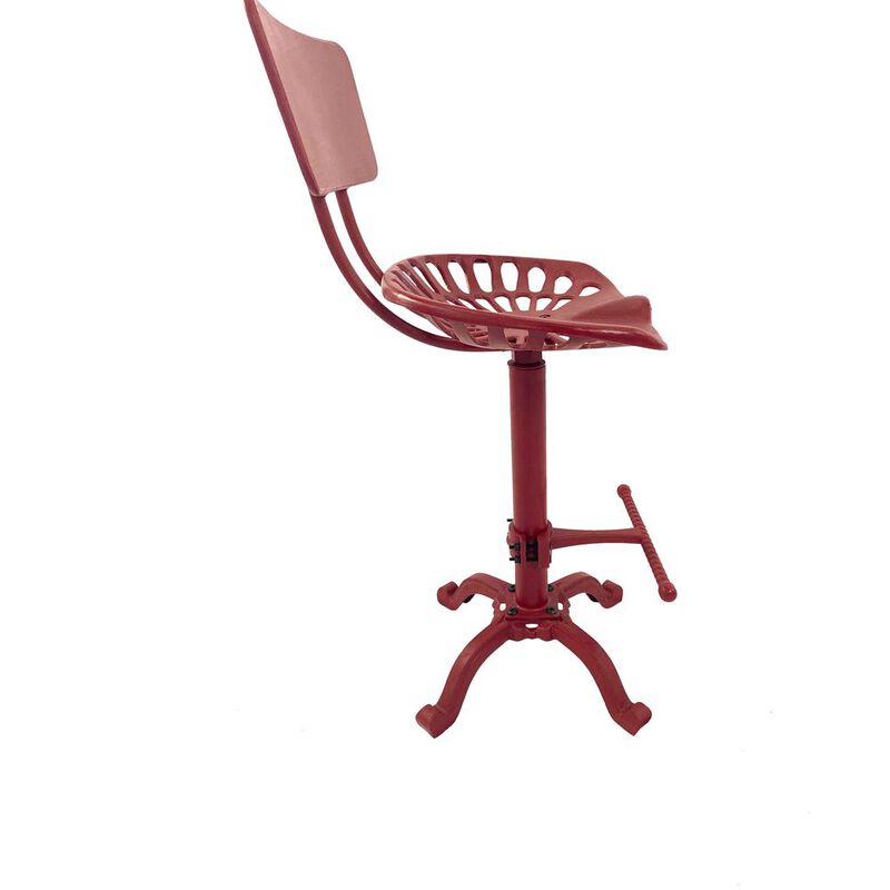 Carolina Living August Tractor Seat Barstool with Back - Red