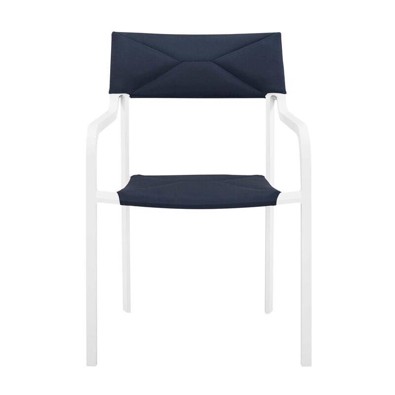 Modway EEI-3573-WHI-NAV Raleigh Outdoor Patio Aluminum Stackable Dining Armchair (Fully Assembled), White Navy