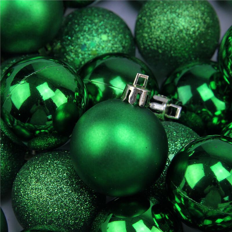 96ct Xmas Green Shatterproof 4-Finish Christmas Ball Ornaments 1.5" (40mm) image number 1