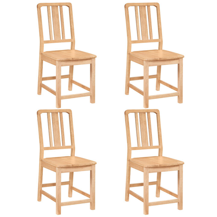 Set of 4 Rubber Wood Dining Chairs with Open Backrest Design