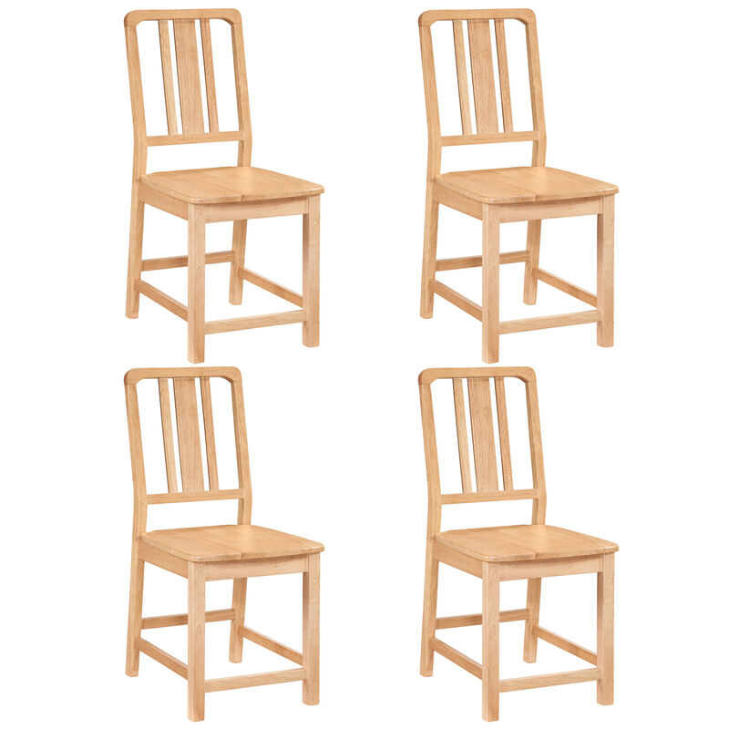 Set of 4 Rubber Wood Dining Chairs with Open Backrest Design image number 0