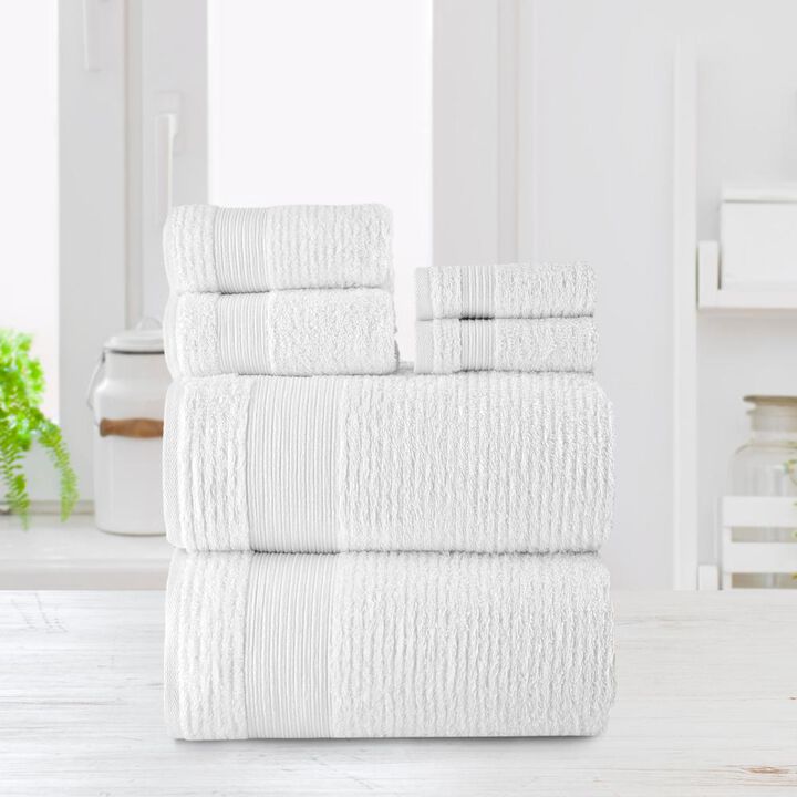 Chic Home Premium 6-Piece Pure Turkish Cotton Towel Set 2 Bath Towels, 2 Hand Towels, 2 Washcloths White