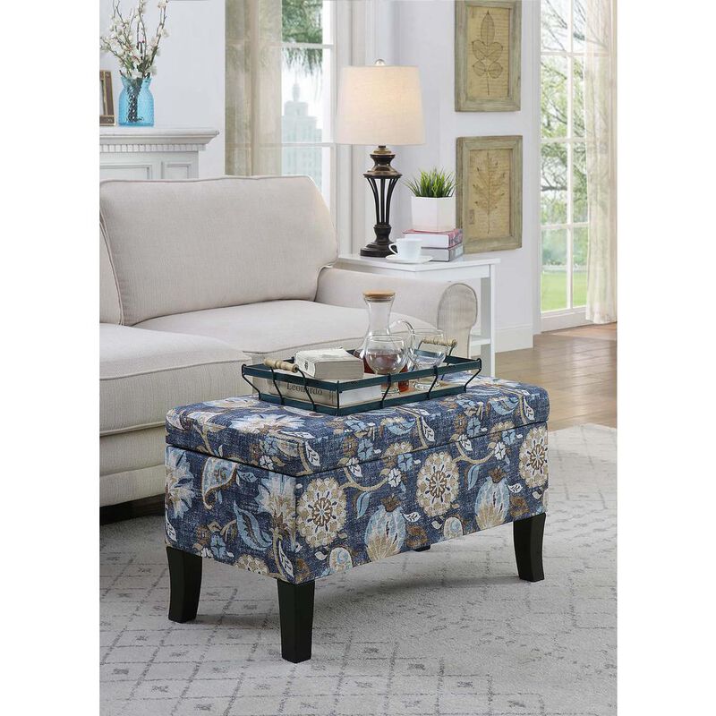 Convience Concept, Inc. Designs4Comfort Winslow Storage Ottoman, Indigo Flora Fabric