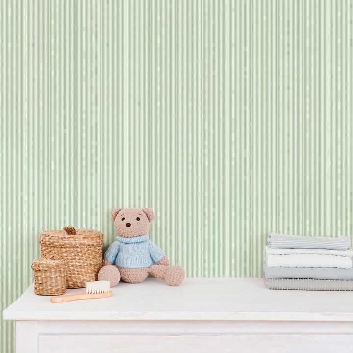 Bambino Tiny Stripes Green Wallpaper 292-4