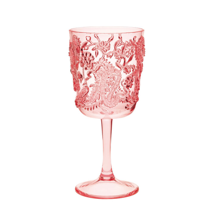 HomeRoots Set of Four Paisley Acrylic Stemmed All Purpose Wine Glass