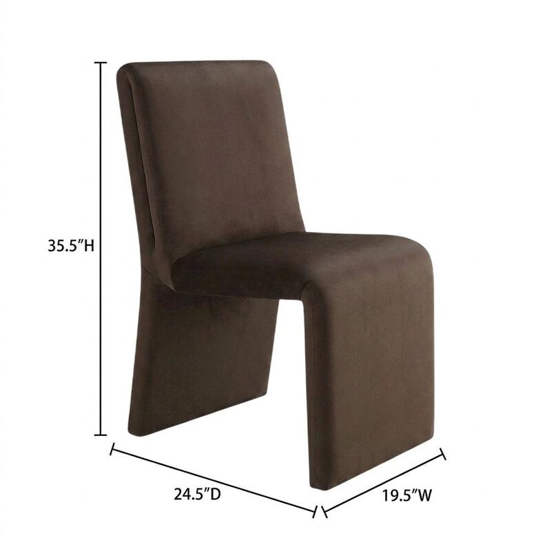Upholstered Performance Velvet Dining Side Chair, Chocolate image number 2