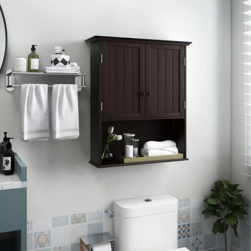Hivvago 2-Door Wall Mount Bathroom Storage Cabinet with Open Shelf
