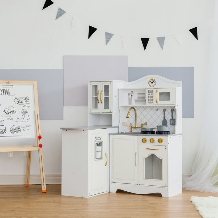 Little Chef Upper East Retro Play Kitchen with Effects, White