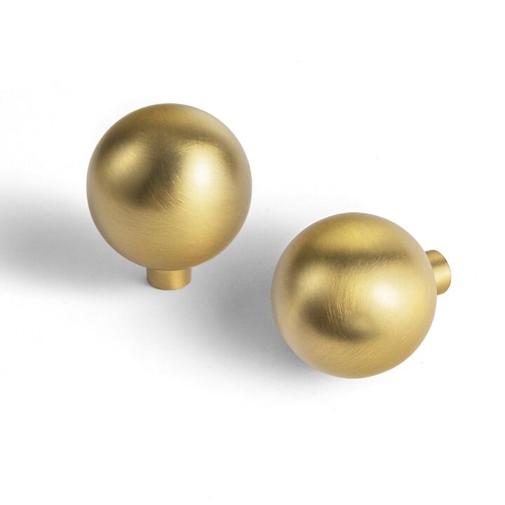 Goo-Ki Brushed Brass Cabinet Knob with 1.2 Dia, Modern Solid Zinc Alloy Drawer Knob, Minimalist Style Cabinet Pull Drawer Handle