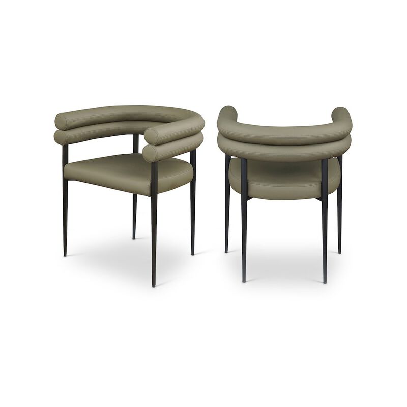 Meridian Furniture Lavina Olive Vegan Leather Dining Chair, Set of 2