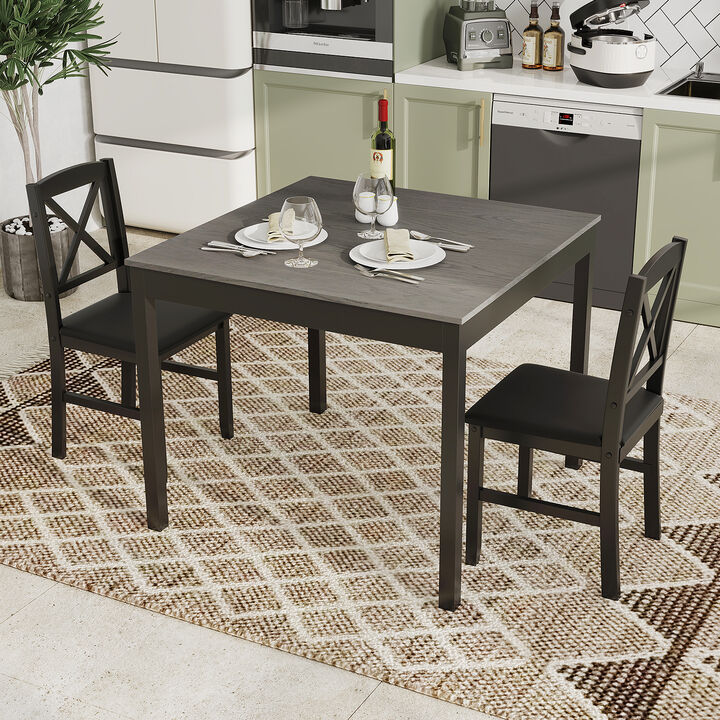 Square Wooden Dining Table Set for 2 with 3 Pieces