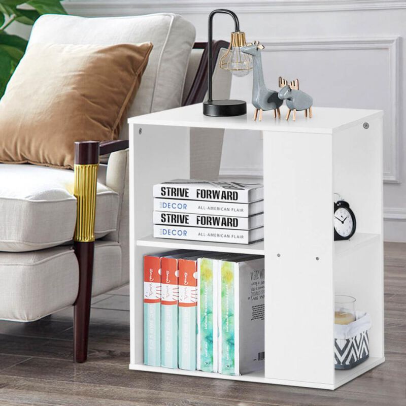 Hivvago 2-Tier Side End Table with Storage Shelves