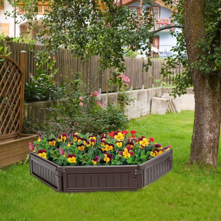 Hivvago 4 x 4 Feet Raised Garden Bed Kit Outdoor Planter Box with Open Bottom Design-Brown