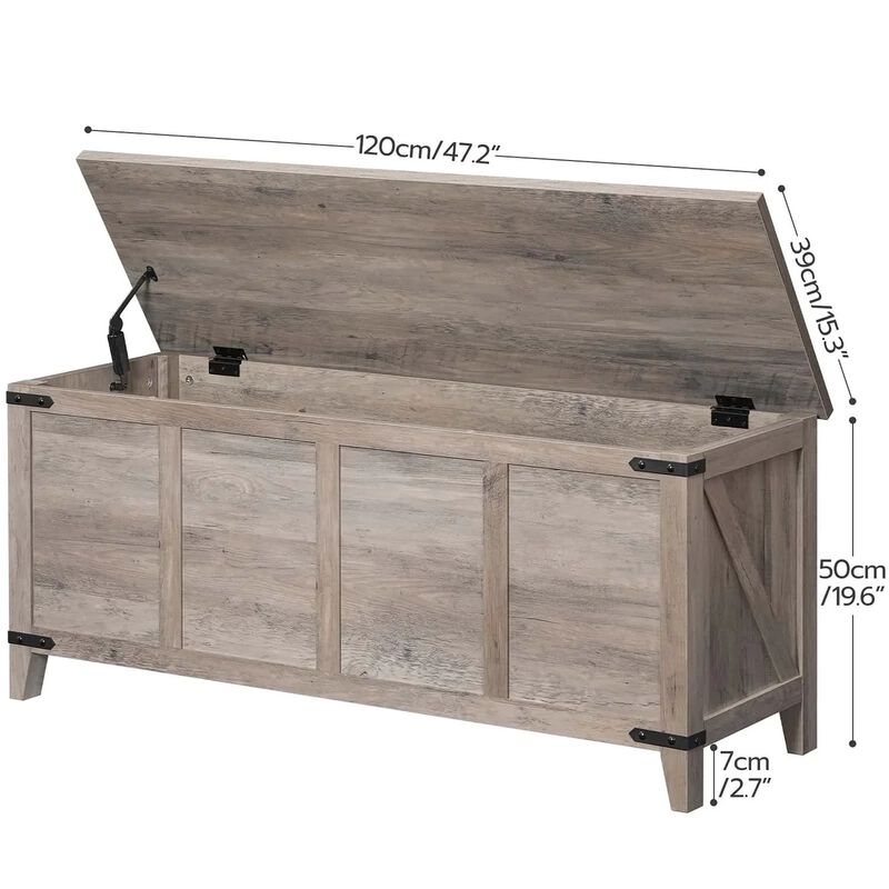 Wooden Storage Chest with Lift Top for Living Room and Bedroom-Greige image number 2