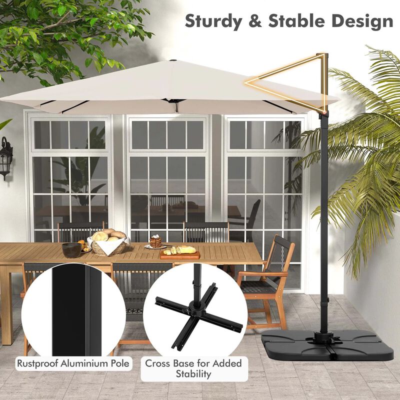 Mondawe 9.5 Feet Square Patio Cantilever Umbrella with 360° Rotation