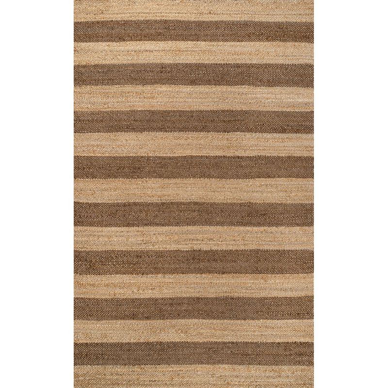 Jayden Rustic Farmhouse Woven Jute Stripe Area Rug