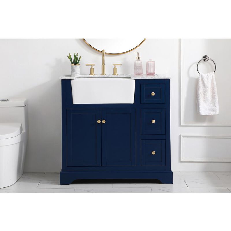 Elegant Kitchen and Bath 36 inch Single bathroom vanity in blue