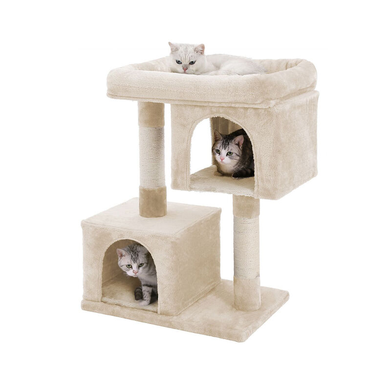 Cat Tree with Sisal-Covered Scratching Posts and 2 Plush Condos image number 0