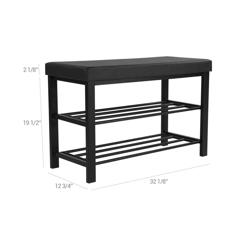 3-Tier Shoe Rack Bench with Upholstered Foam Seat &ndash; Functional and Stylish Organizer for Entryway or Closet